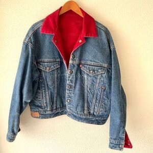 VINTAGE! Levis Trucker Jean Jacket Reversible Corduroy Size M